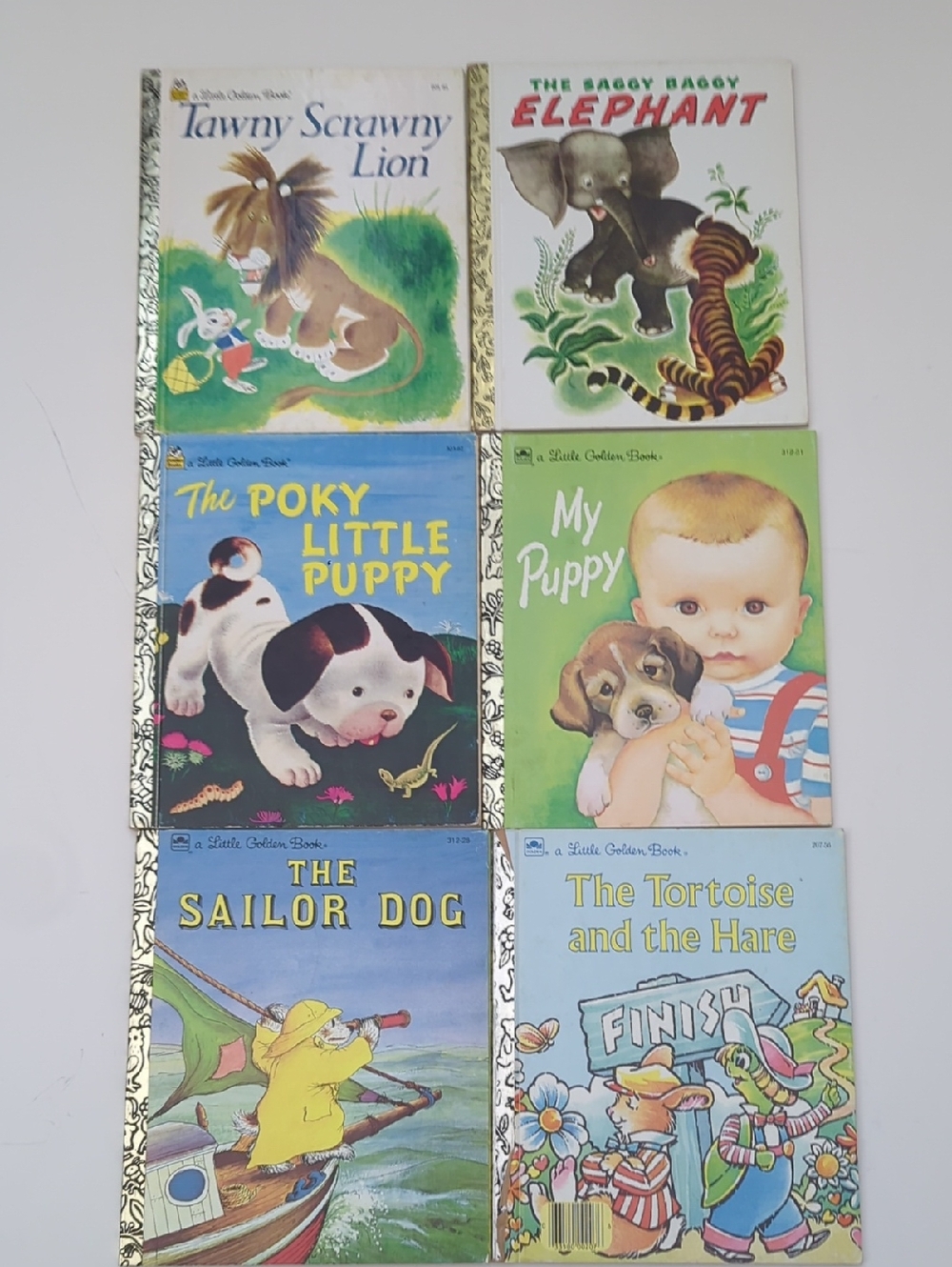 Bundle of 6  Little Golden Books: Lion, Elephant, Puppy, Dog, Tortoise & Hare